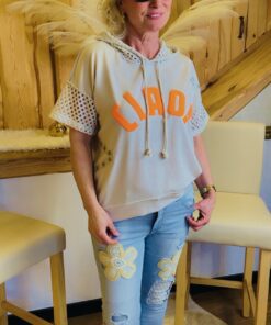 Hoodie - Shirt mit Netzdetails