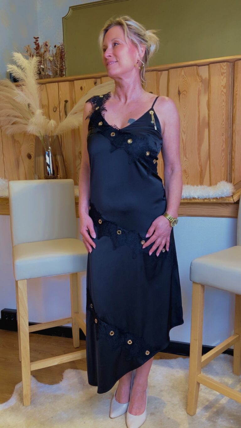 Kleid schwarz mit Gold und Spitze