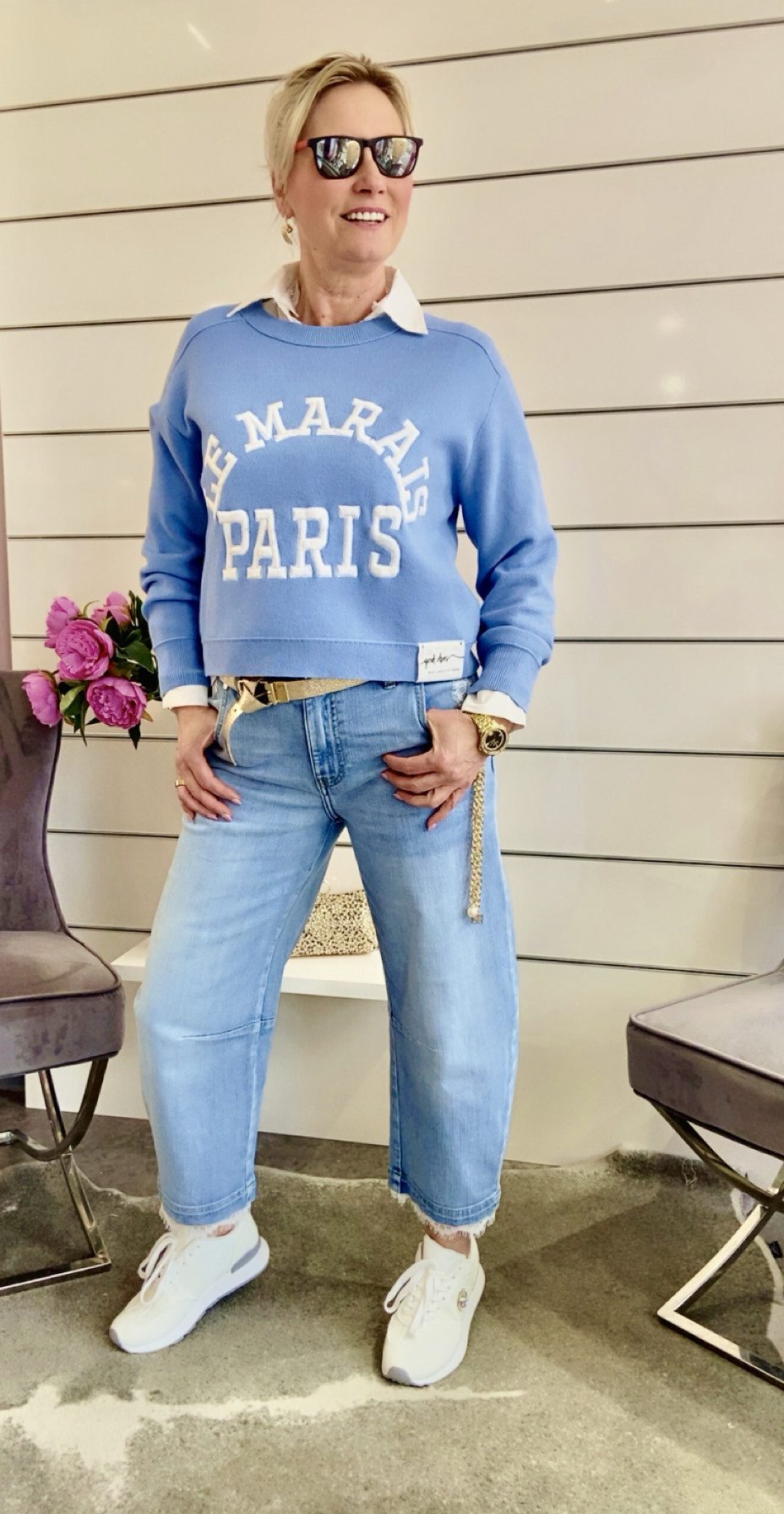 Jeans mit Spitzendetails