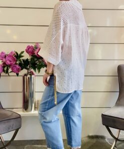 Alternative view of Weiße Bluse - Shirt -  Lochstickerei