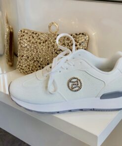 Weißer Sneaker mit Glitzerdetails