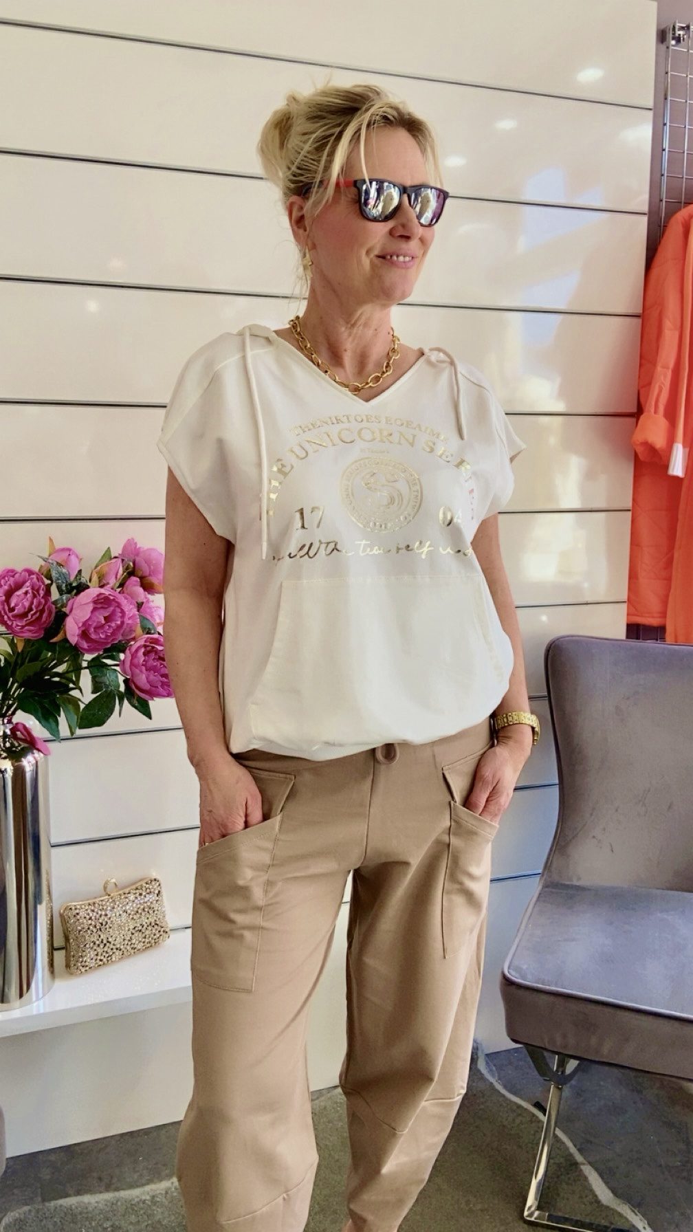 Shirt mit Kapuze Weiß