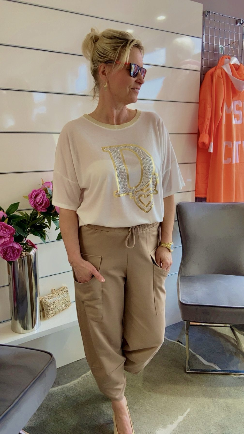 Oversize- Shirt Beige oder Weiß