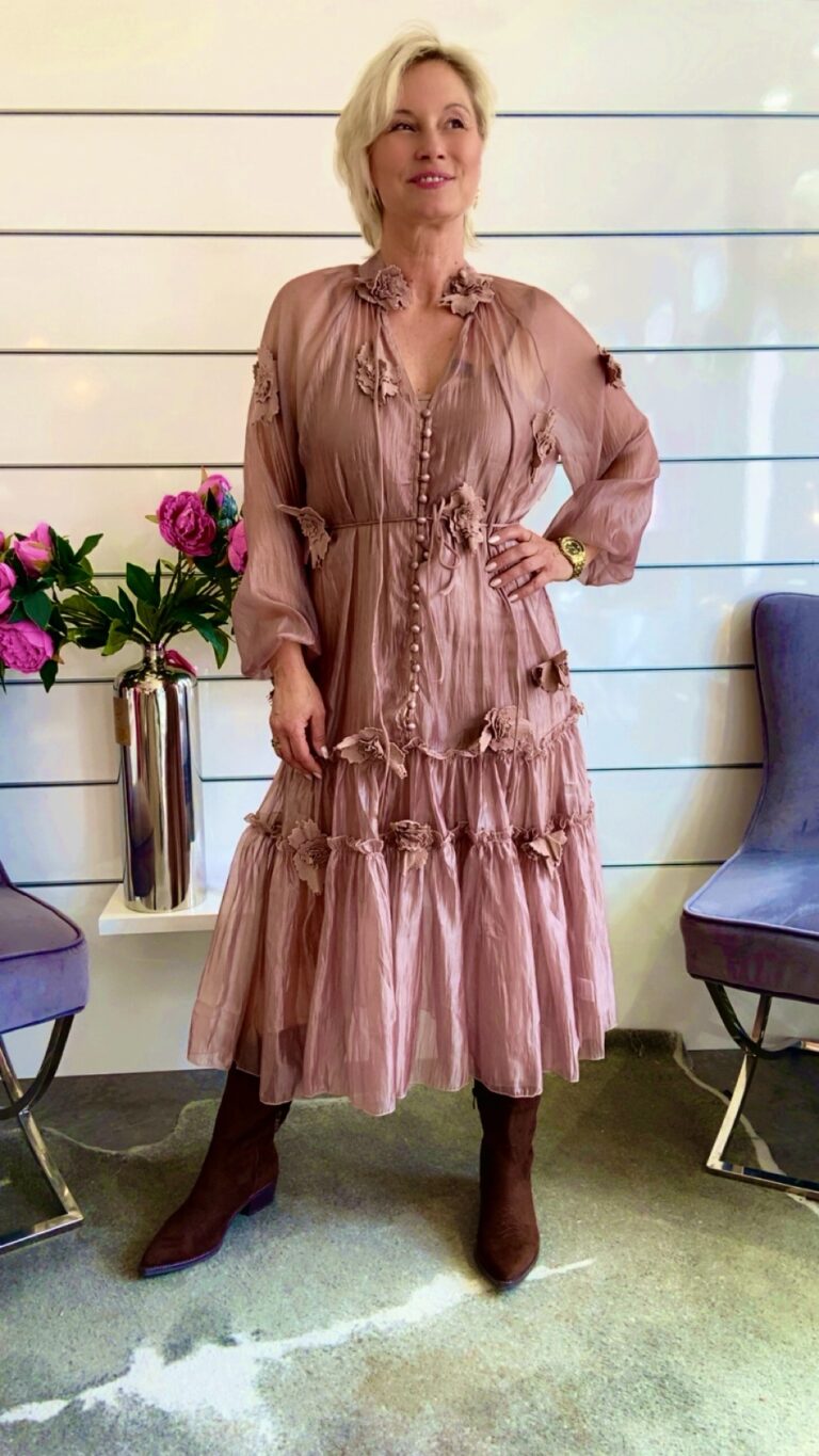 Kleid  3 D-Blüten mit Untertop