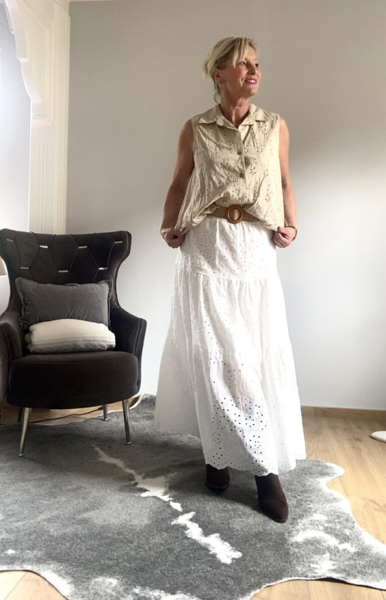 Bluse ohne Arm – Rosé, Beige, Hellblau