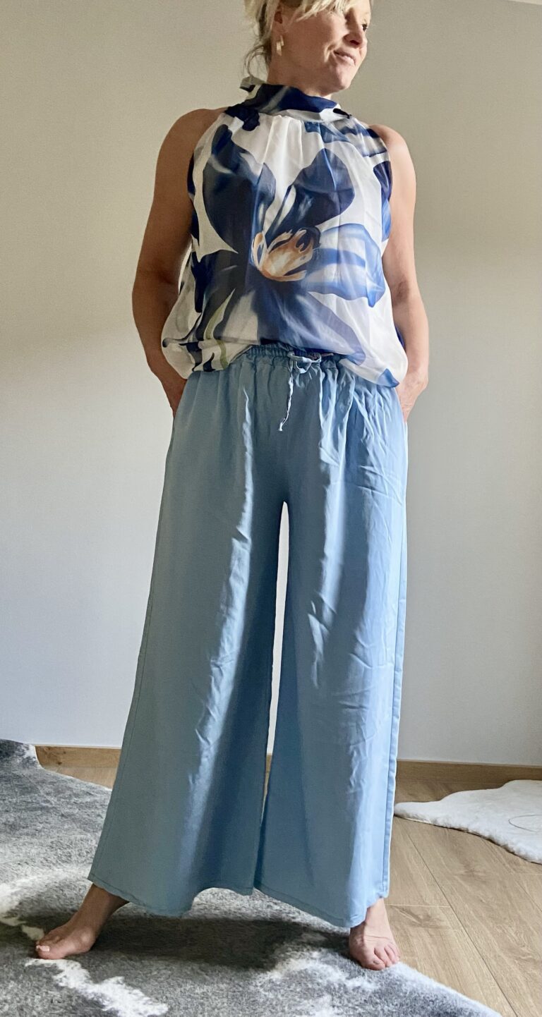 Chiffon Top-Blüte  Blau, Braun, Rosé