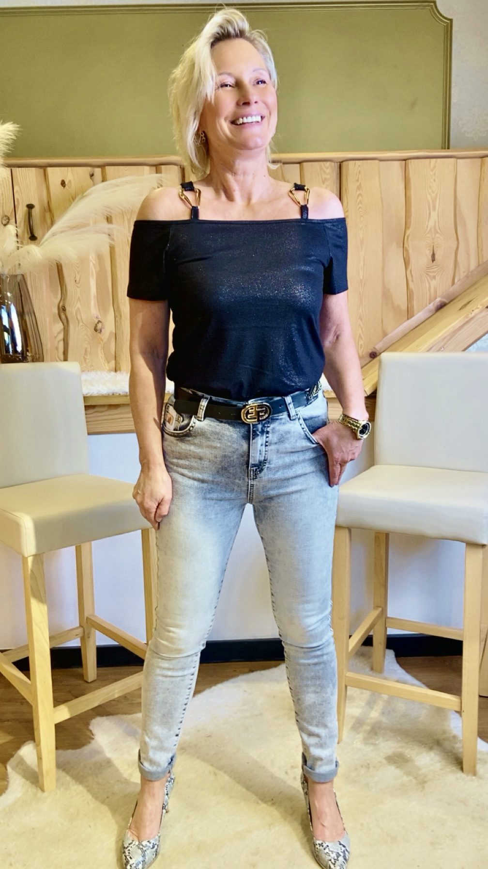 Skinny Jeans Grau