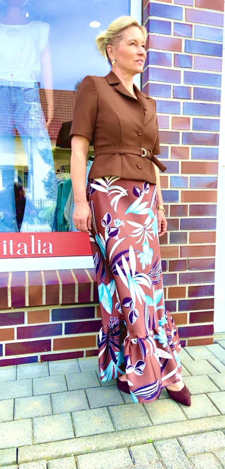 Kleid – Floral-Türkis