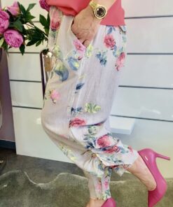 Leinenhose - floraler Print