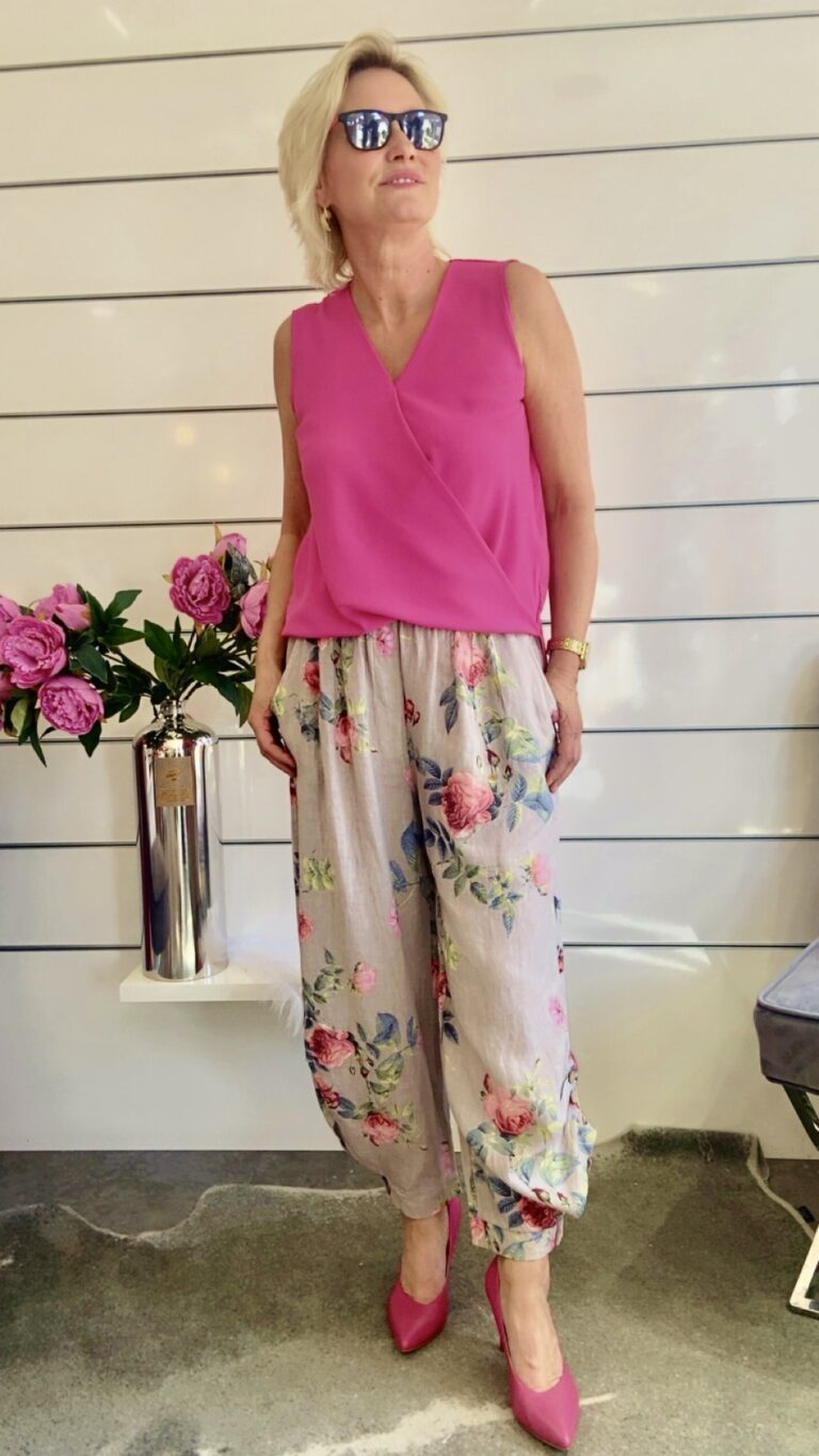 Leinenhose – floraler Print