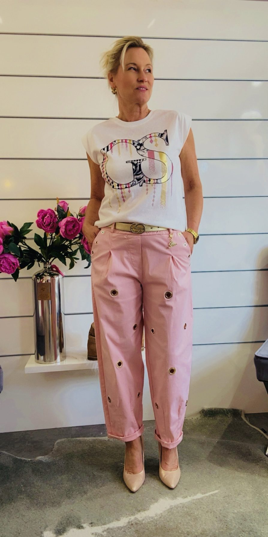 Paperbag-Hose Rosè – Glamour