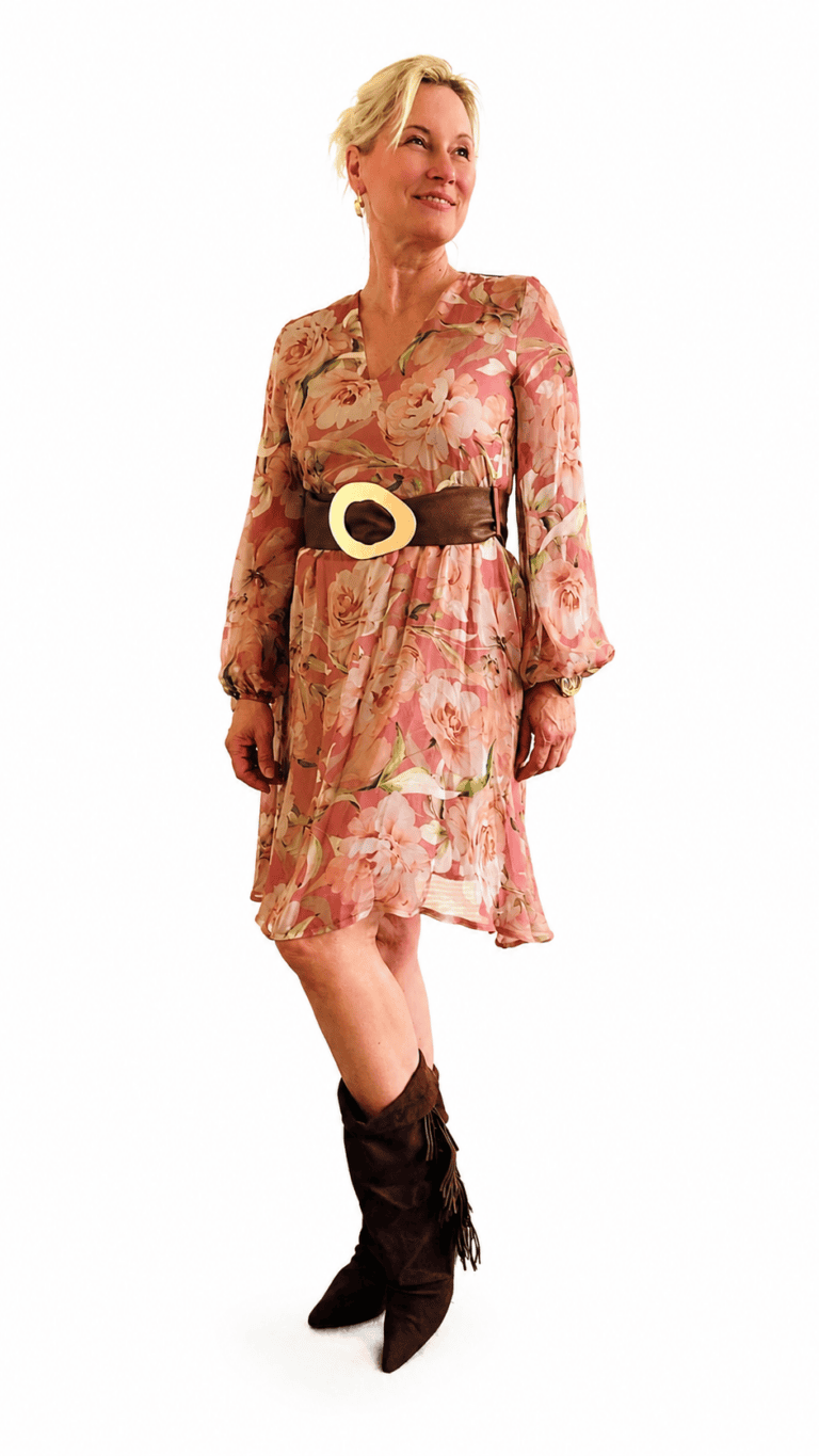 Chiffonkleid mit Rosenmuster