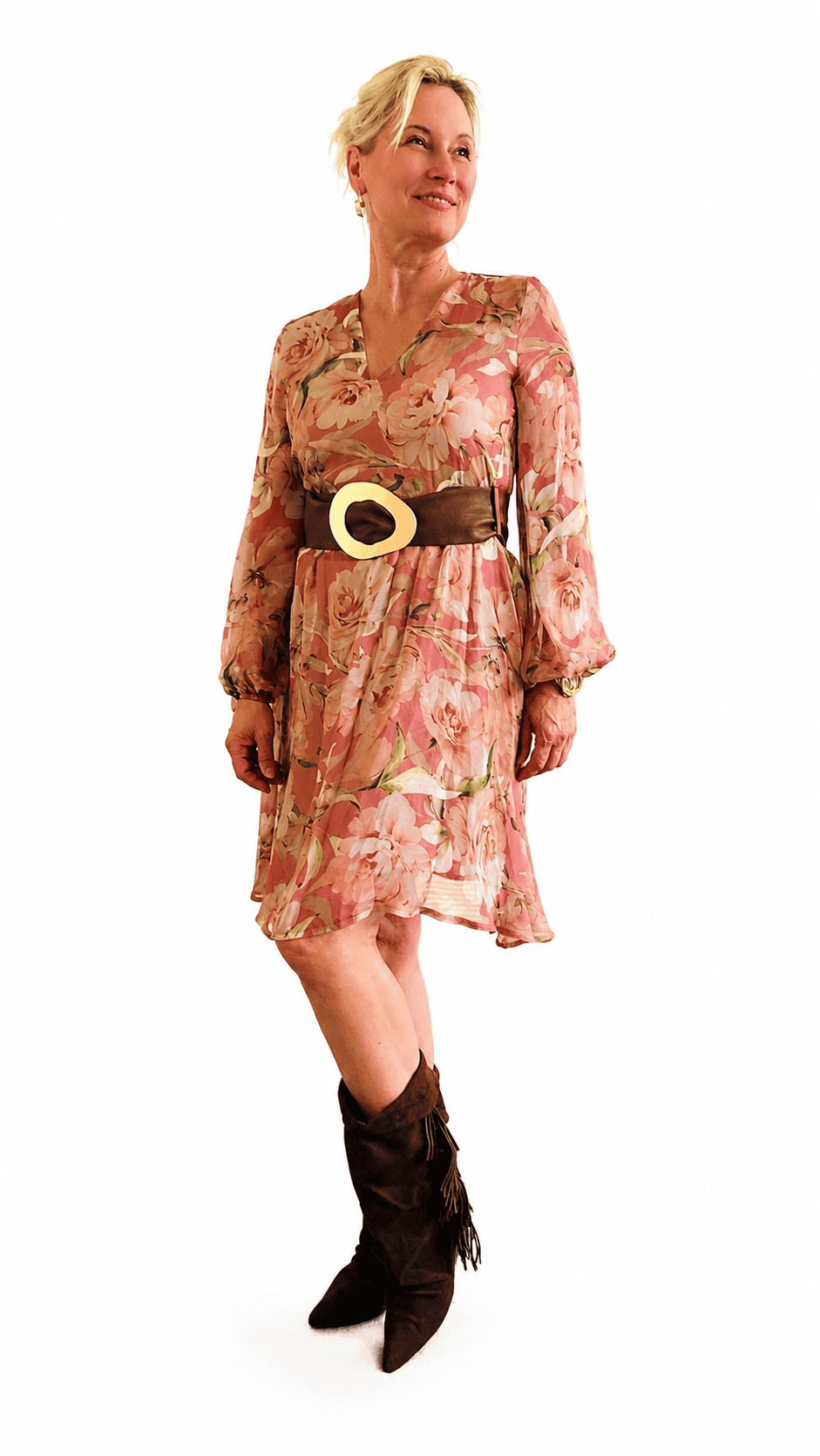 Chiffonkleid mit Rosenmuster