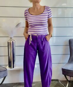 Alternative view of Lila gestreiftes Ripp-Shirt