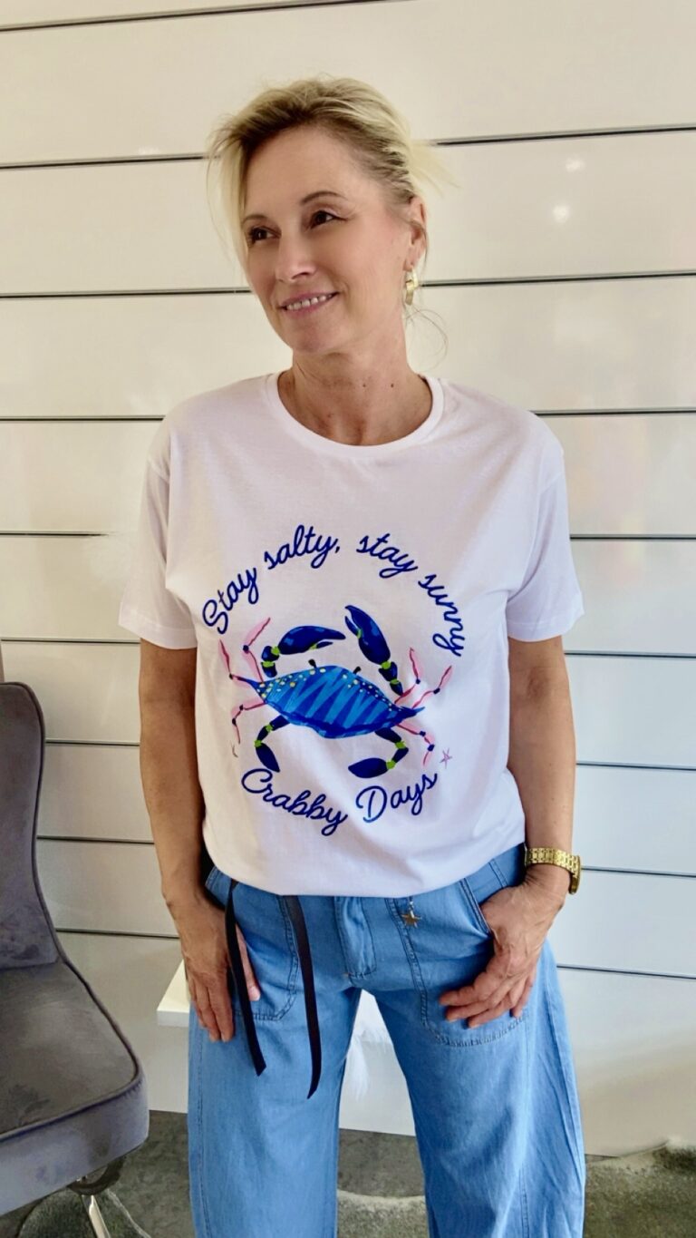 Shirt – Weiß mit Krabben-Print
