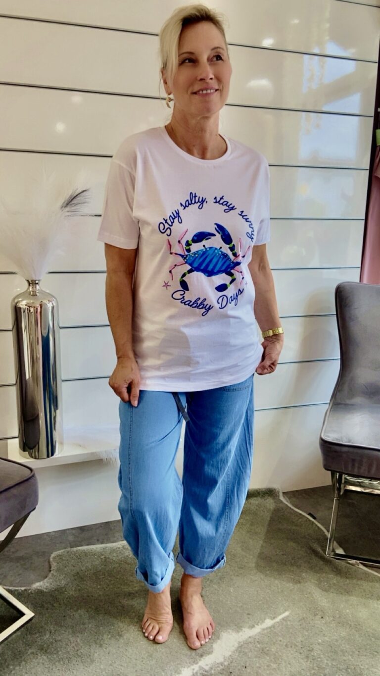 Shirt – Weiß mit Krabben-Print