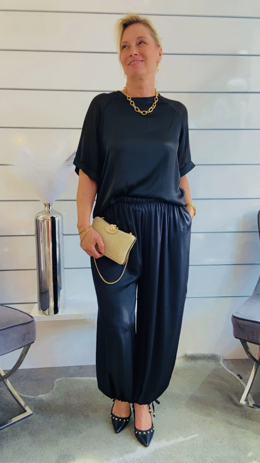 Weißes Satin-Shirt Damen