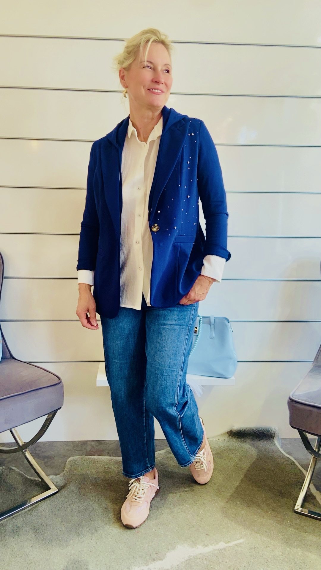 Blazer mit Kapuze und Strass