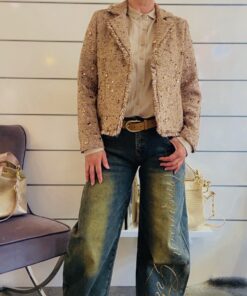 Pailletten-Tweedblazer Beige