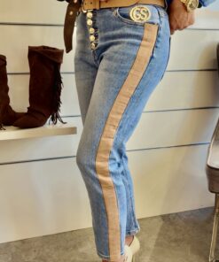 Alternative view of Denim Jeans mit braunen Seitenstreifen