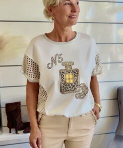 Shirt mit Schmuckdetails und Netzärmeln