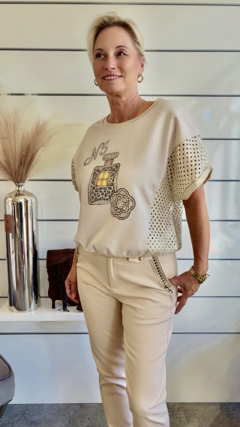 Shirt mit Schmuckdetails und Netzärmeln