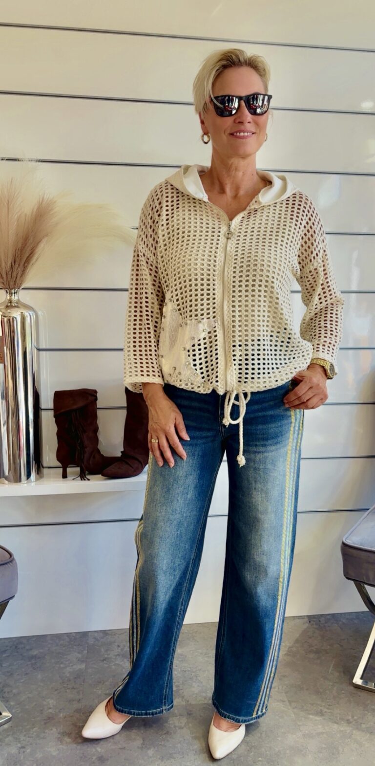 Italienische Jeans mit Strassstreifen