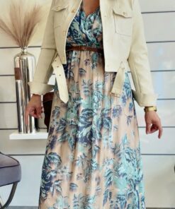 Maxikleid mit Seide und floralem Print