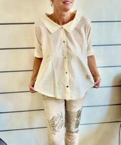 Oversize Bluse mit großem Kragen