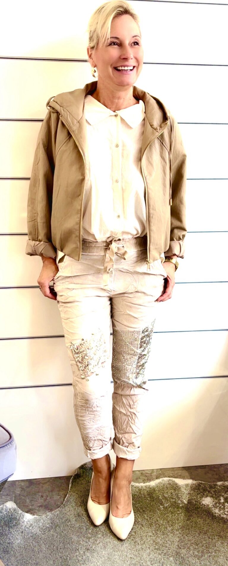 Oversize Jacke in Lederoptik mit Kapuze