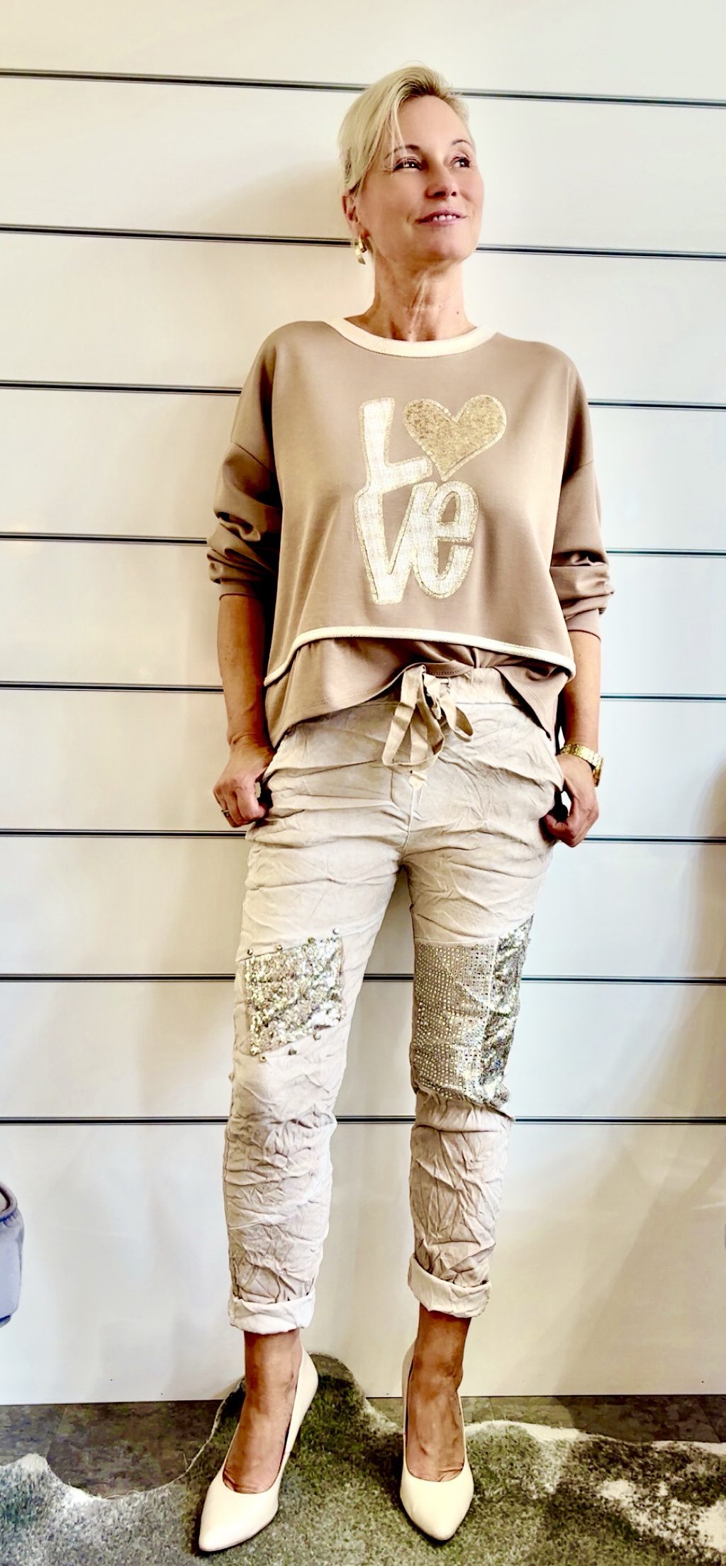 Shirt Love mit Metallic Details
