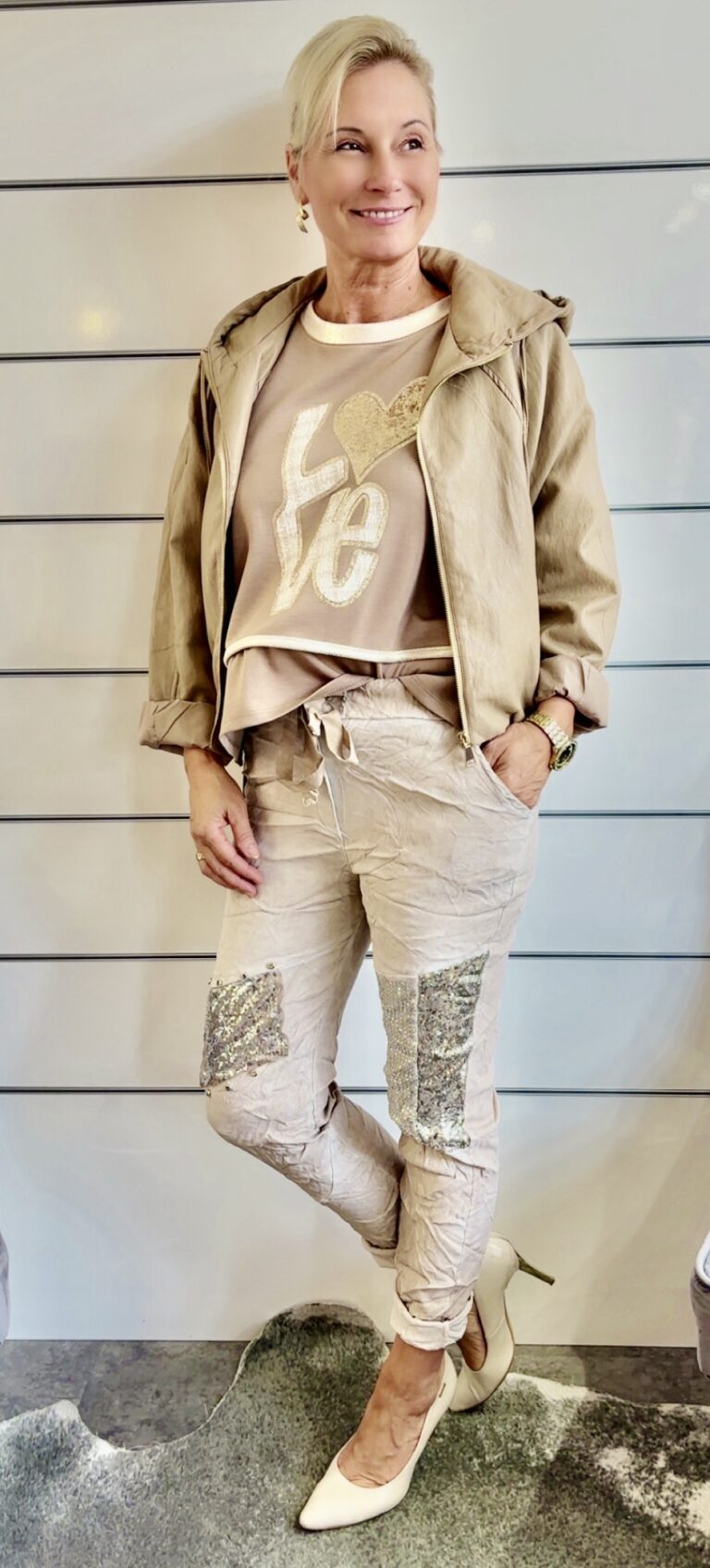 Shirt Love mit Metallic Details