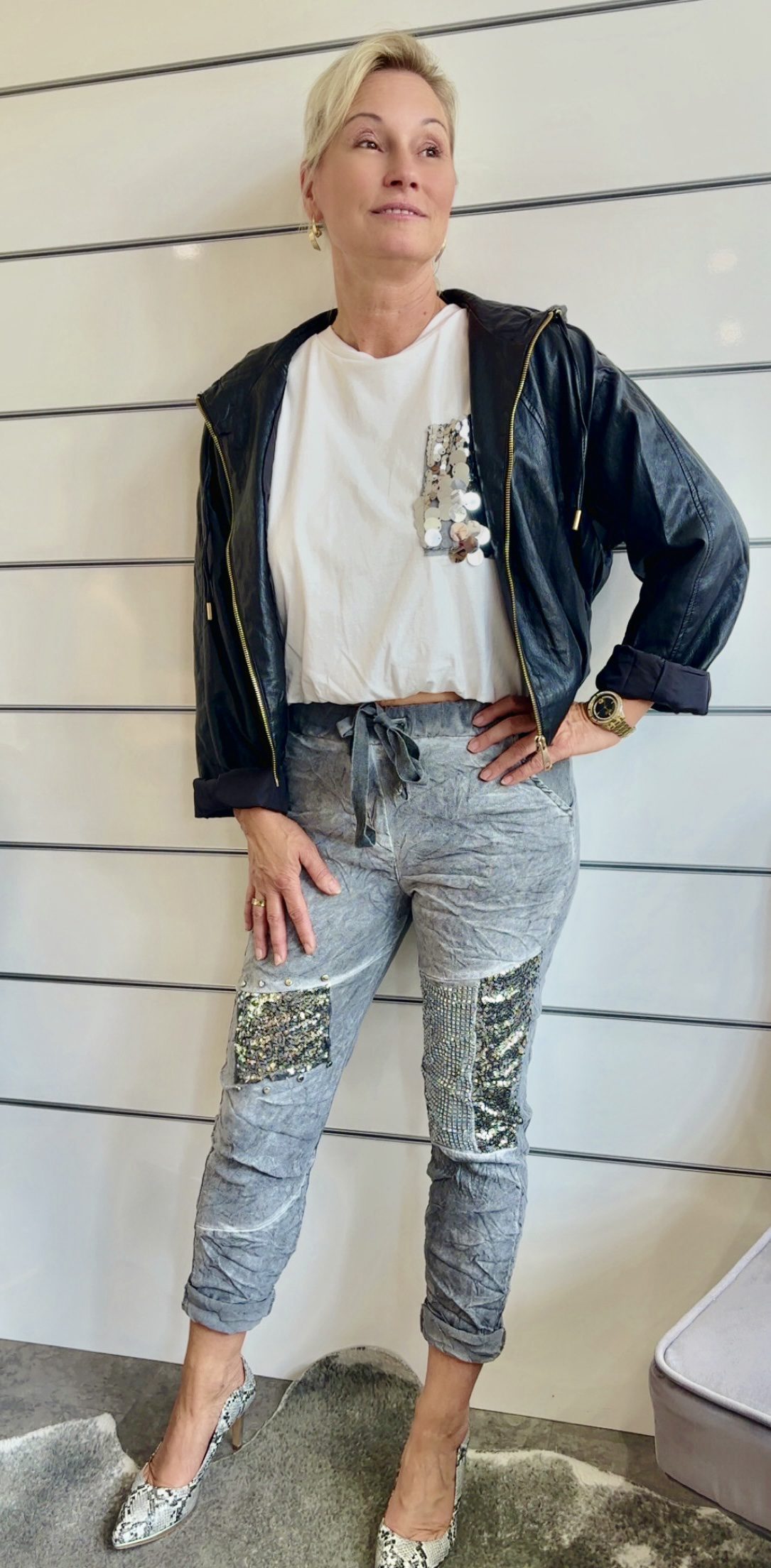 Joggpants mit Glitzer Patches
