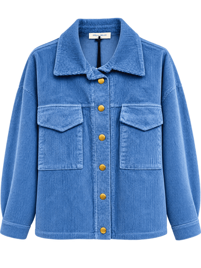 Cordbluse mit Taschen & Knopfleiste – Modern