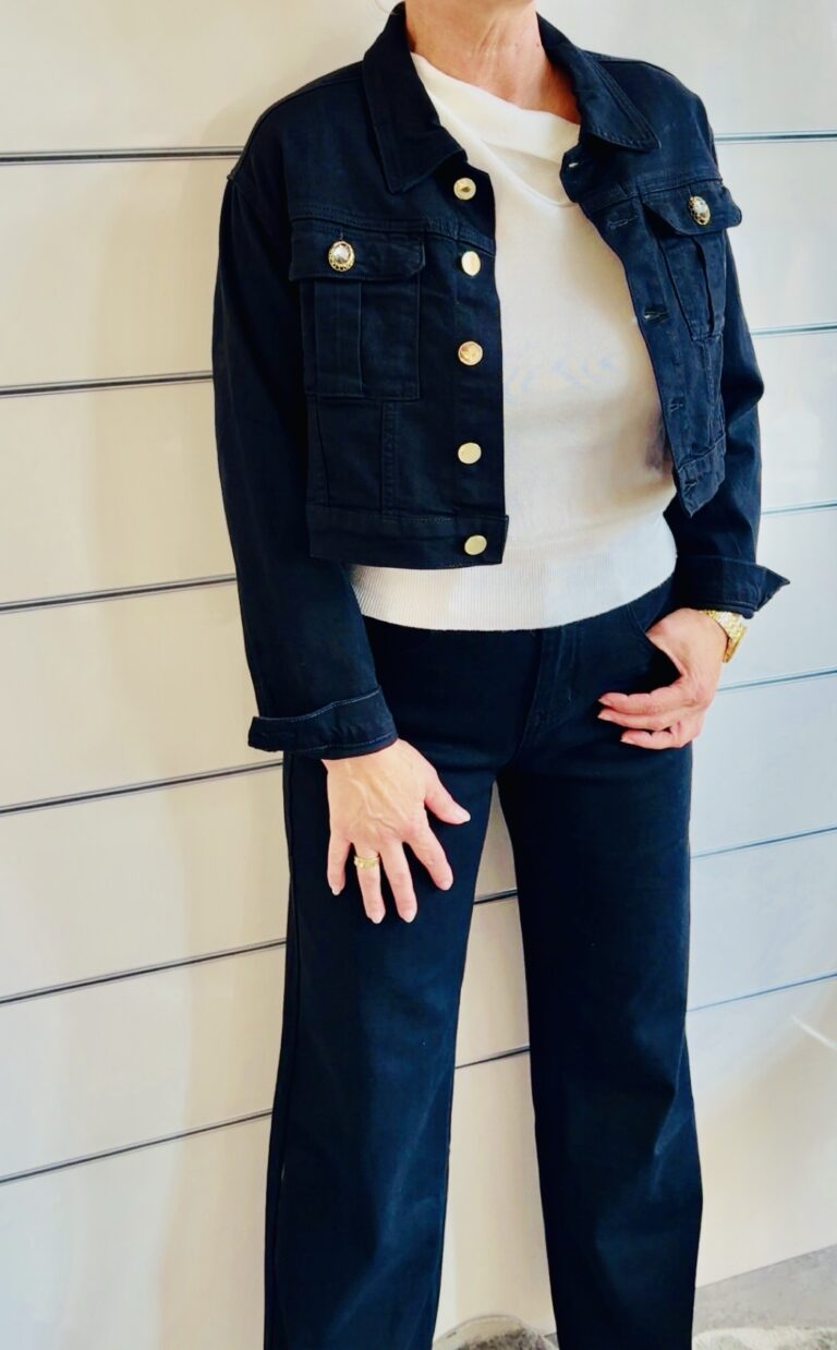 Schwarze Wide-Leg Jeans Damen mit Logo-Detail