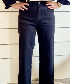 Alternative view of Schwarze Wide-Leg Jeans Damen mit Logo-Detail