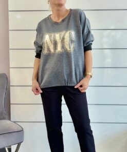 Langarmshirt mit Strass-Schriftzug