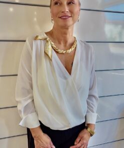 Alternative view of Elegante Bluse mit Ketten-Detail und V-Ausschnitt