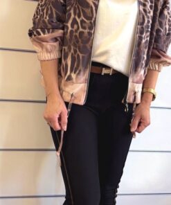 Leo-Jacke mit Reißverschluss – Trendiger Animal-Print