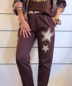 Alternative view of Jogpants mit Sternen, Gürtel und Glitzerprint
