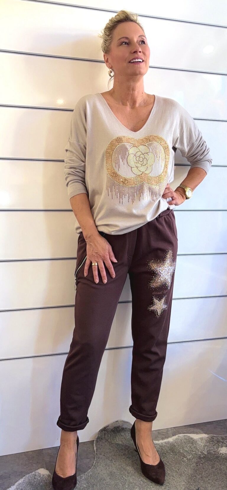 Pullover mit Glitzer-Motiv
