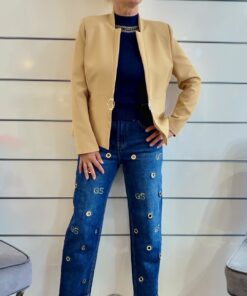 Jeans  mit GS Details und goldenen Ösen – Statement Denim