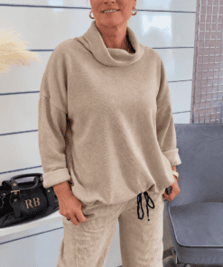 Alternative view of Eleganter Glitzer-Pullover mit Rollkragen und Steinchen-Details – Silber