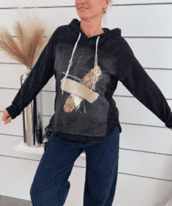 Alternative view of Oversized Kapuzenshirt mit Gold-Akzent – Lässiger Streetwear-Style