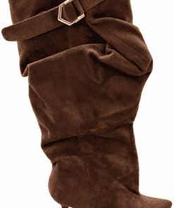 Alternative view of Elegante Stiefel in Veloursleder-Optik mit Schnalle – Dunkelbraun