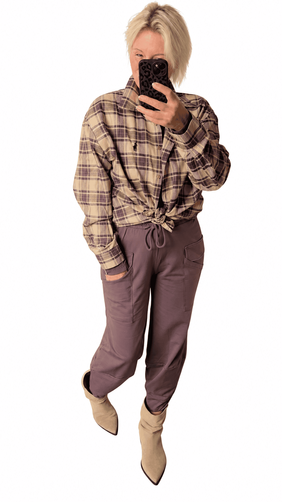 Elegante Joggpants in Braun mit Kordelzug und großen Taschen