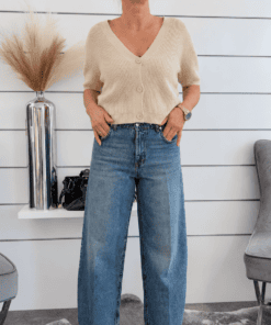 Wide-Leg Jeans in Blau – Moderne High-Waist Jeans im Vintage-Look