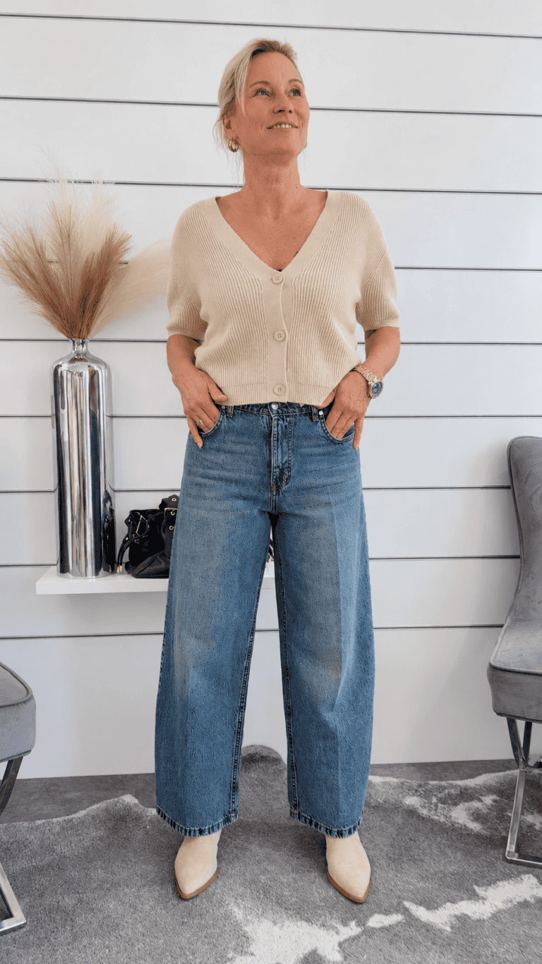 Wide-Leg Jeans in Blau – Moderne High-Waist Jeans im Vintage-Look