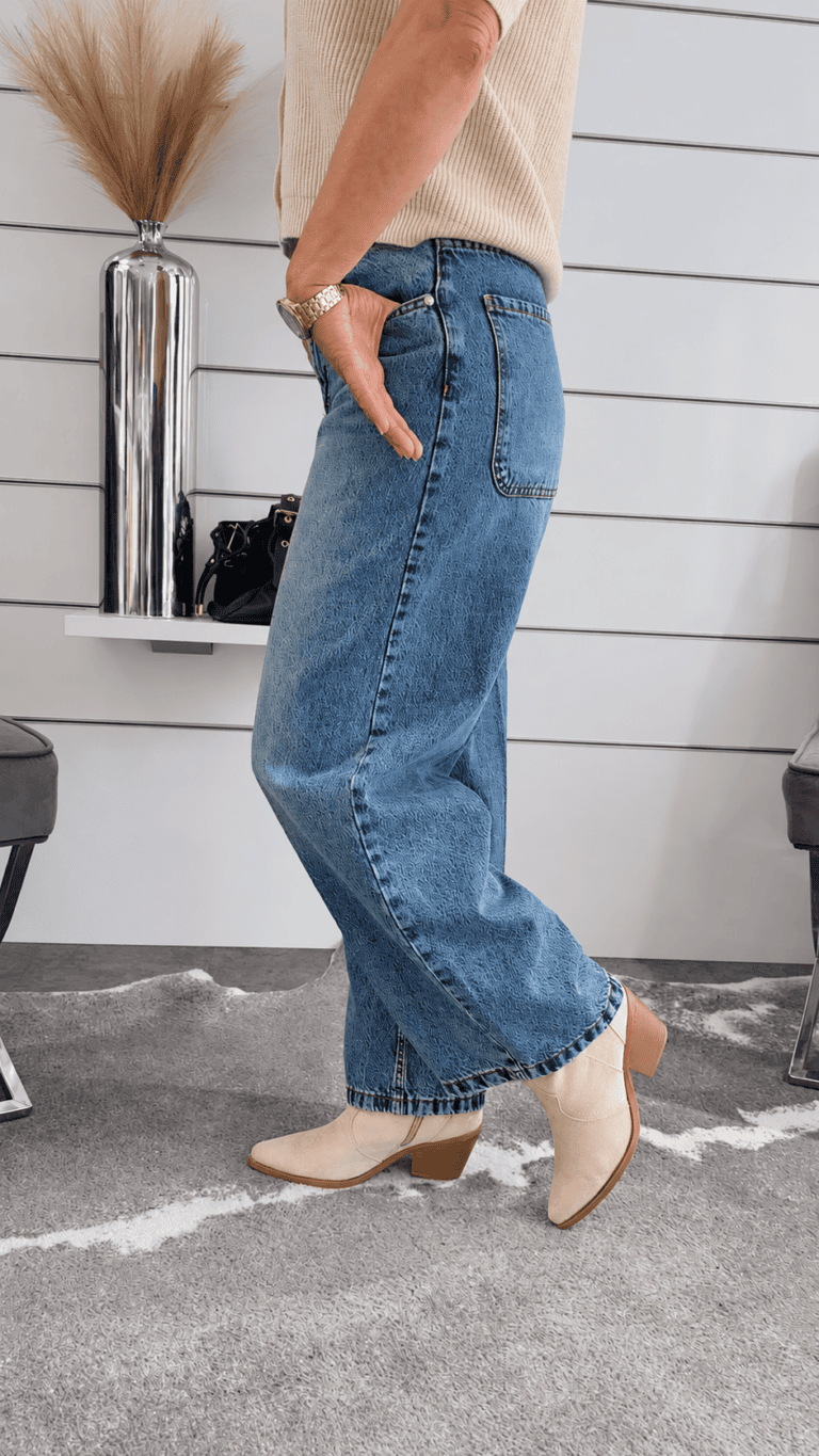 Wide-Leg Jeans in Blau – Moderne High-Waist Jeans im Vintage-Look
