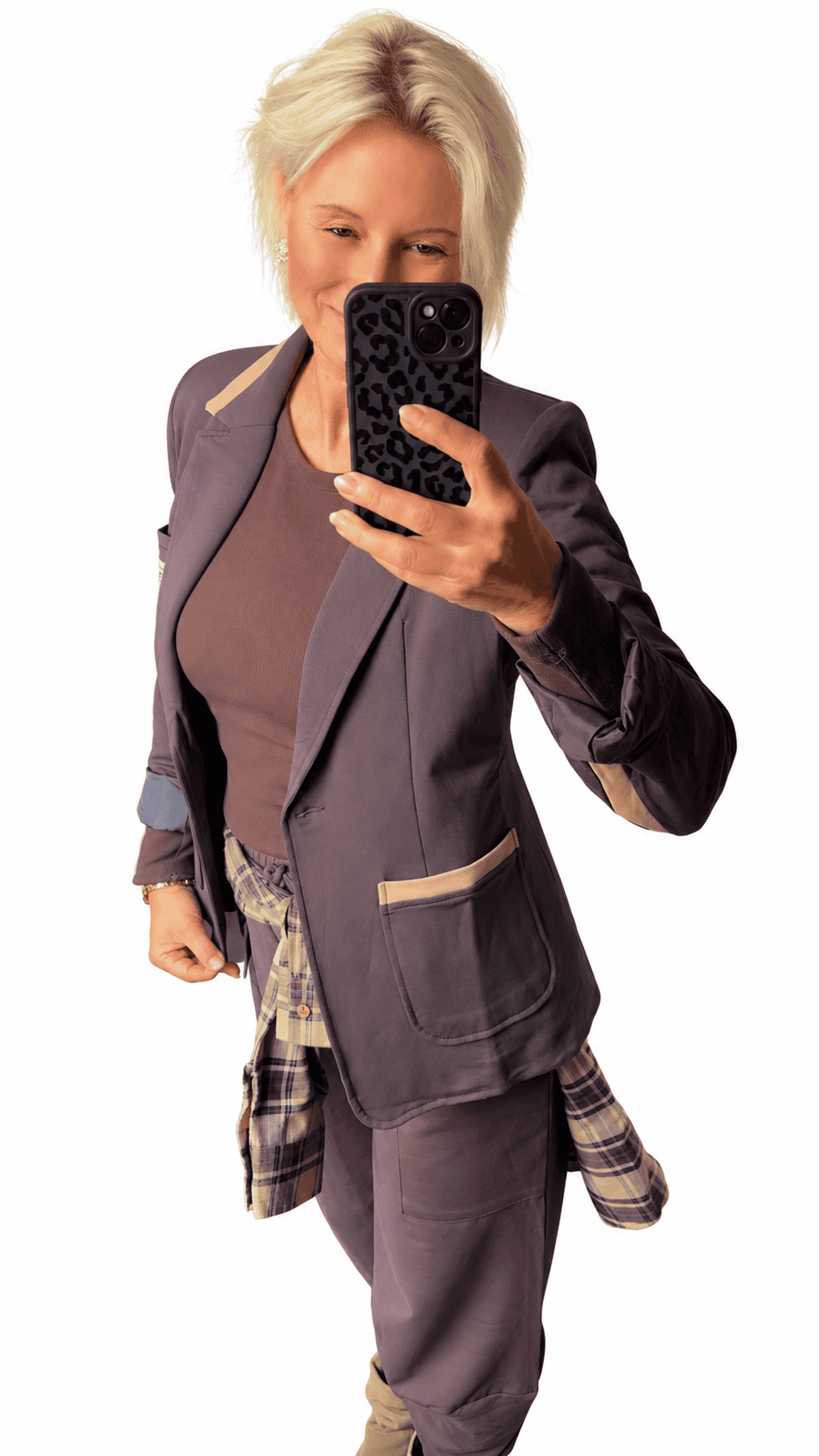 Taillierter Blazer in Braun mit eleganten Beige-Akzenten